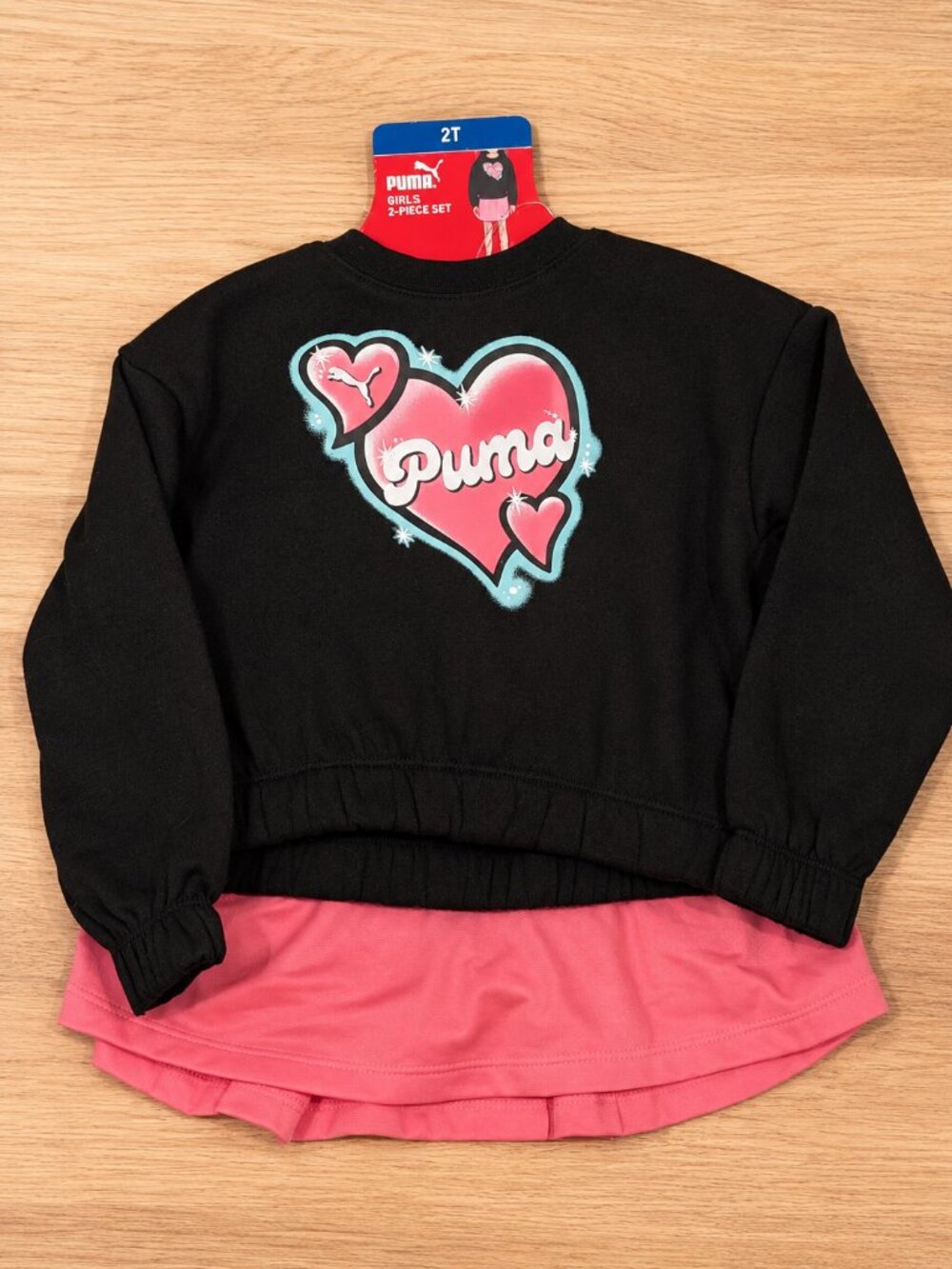 Puma Girls 2 Piece Outfit Set Size 2T NWT Pink Black